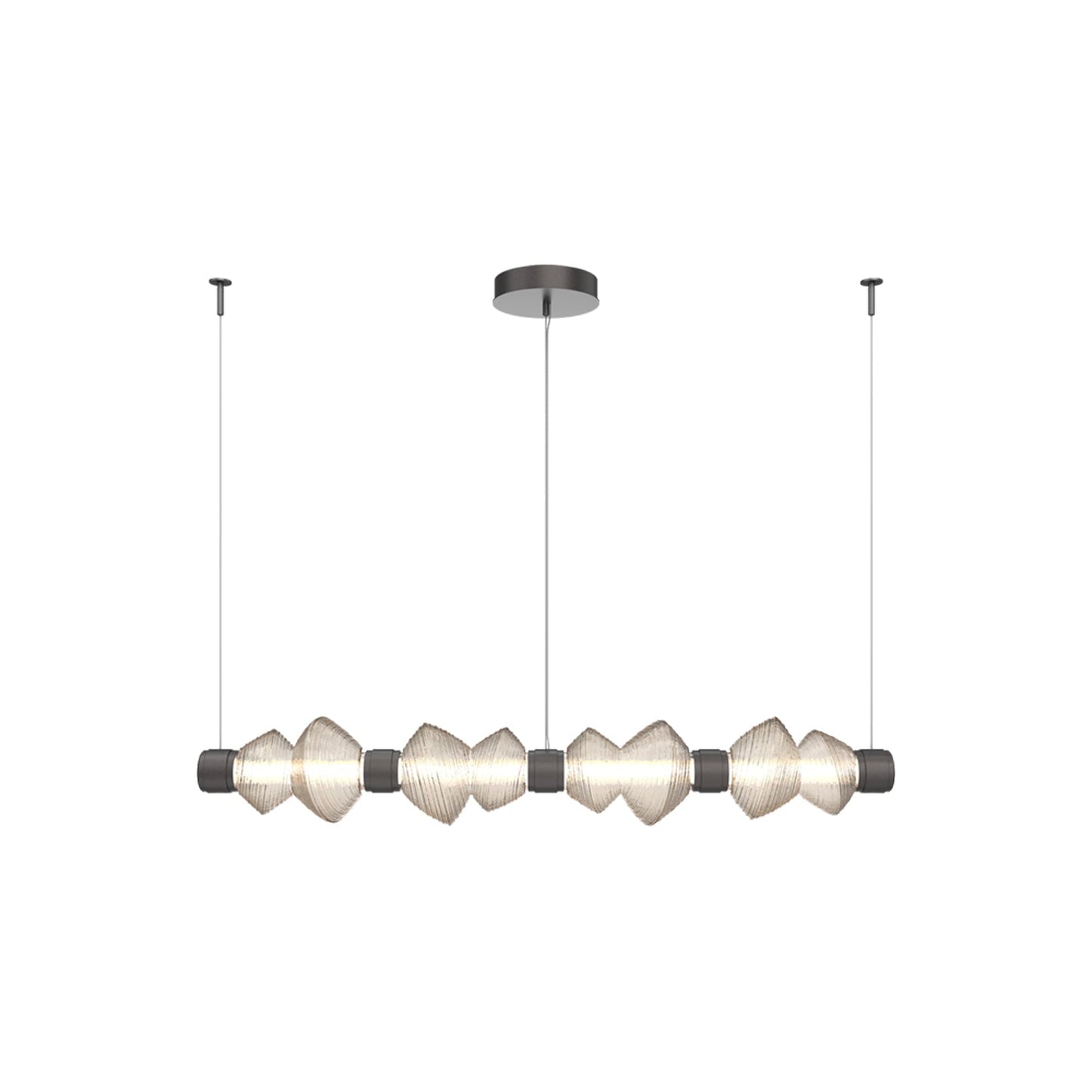 Mesa Mandrel Linear LED Chandelier in Graphite/Amber Blown Glass (53.3-Inch).