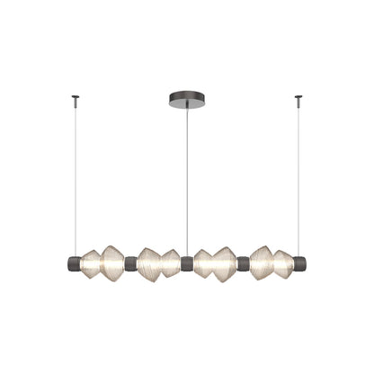 Mesa Mandrel Linear LED Chandelier in Graphite/Amber Blown Glass (53.3-Inch).