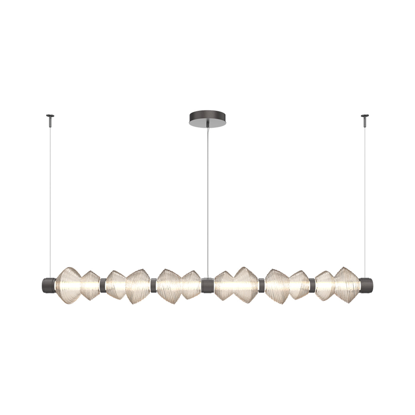 Mesa Mandrel Linear LED Chandelier in Graphite/Amber Blown Glass (72.6-Inch).