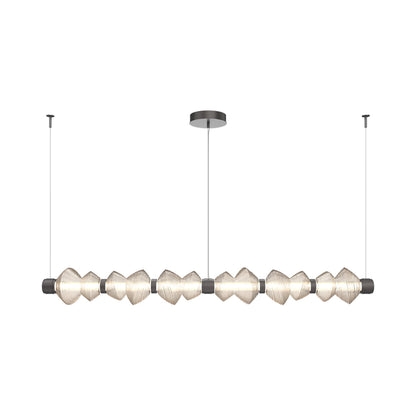 Mesa Mandrel Linear LED Chandelier in Graphite/Amber Blown Glass (72.6-Inch).