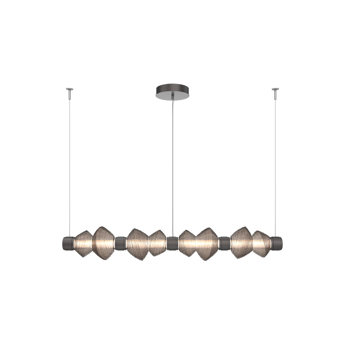 Mesa Mandrel Linear LED Chandelier in Graphite/Bronze Blown Glass (53.3-Inch).