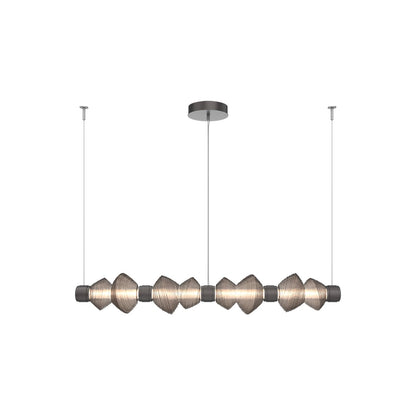Mesa Mandrel Linear LED Chandelier in Graphite/Bronze Blown Glass (53.3-Inch).