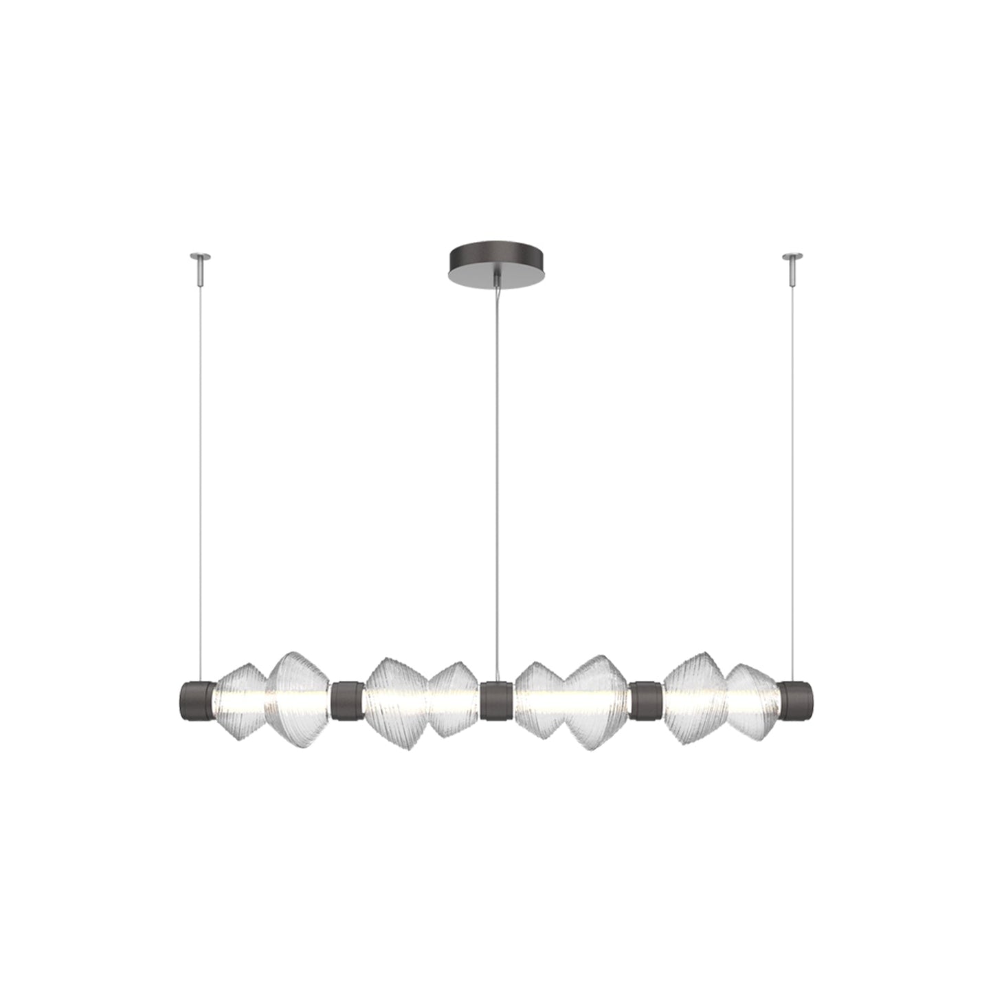 Mesa Mandrel Linear LED Chandelier in Graphite/Clear Blown Glass (53.3-Inch).