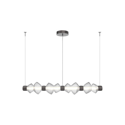 Mesa Mandrel Linear LED Chandelier in Graphite/Clear Blown Glass (53.3-Inch).