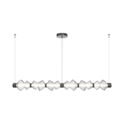 Mesa Mandrel Linear LED Chandelier in Graphite/Clear Blown Glass (72.6-Inch).