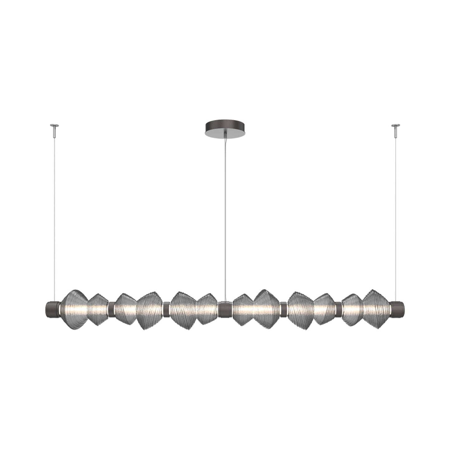 Mesa Mandrel Linear LED Chandelier in Graphite/Smoke Blown Glass (72.6-Inch).