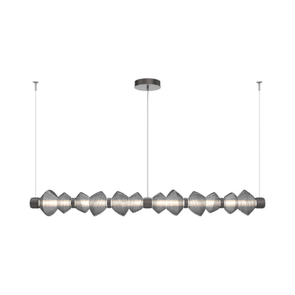 Mesa Mandrel Linear LED Chandelier in Graphite/Smoke Blown Glass (72.6-Inch).