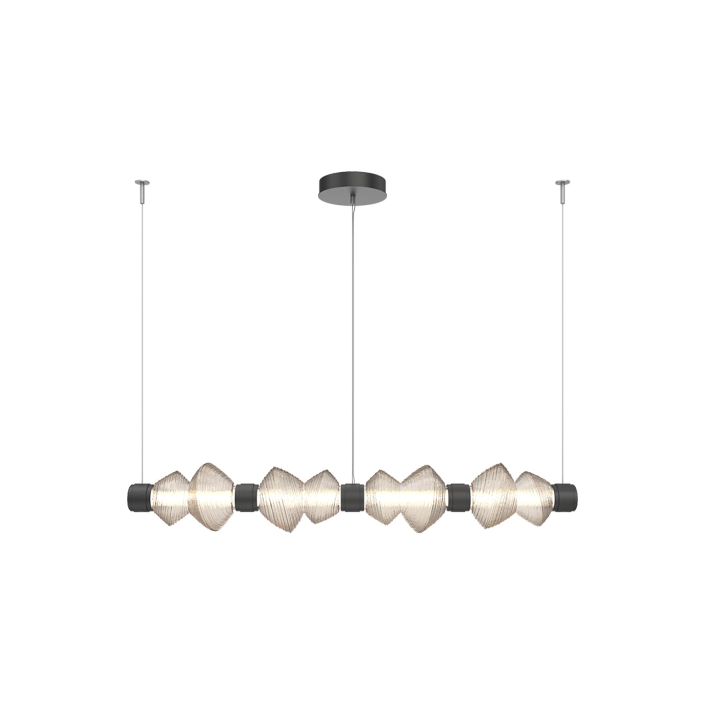 Mesa Mandrel Linear LED Chandelier in Matte Black/Amber Blown Glass (53.3-Inch).