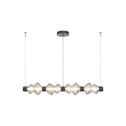 Mesa Mandrel Linear LED Chandelier in Matte Black/Amber Blown Glass (53.3-Inch).
