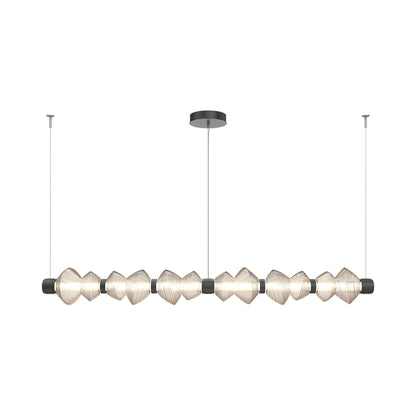 Mesa Mandrel Linear LED Chandelier in Matte Black/Amber Blown Glass (72.6-Inch).