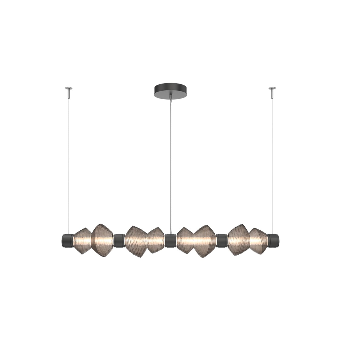 Mesa Mandrel Linear LED Chandelier in Matte Black/Bronze Blown Glass (53.3-Inch).