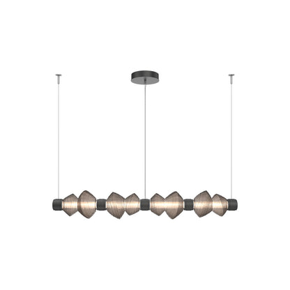 Mesa Mandrel Linear LED Chandelier in Matte Black/Bronze Blown Glass (53.3-Inch).