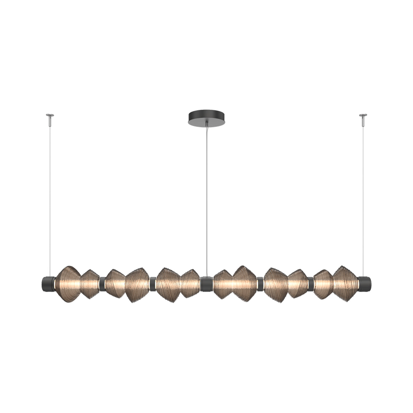 Mesa Mandrel Linear LED Chandelier in Matte Black/Bronze Blown Glass (72.6-Inch).
