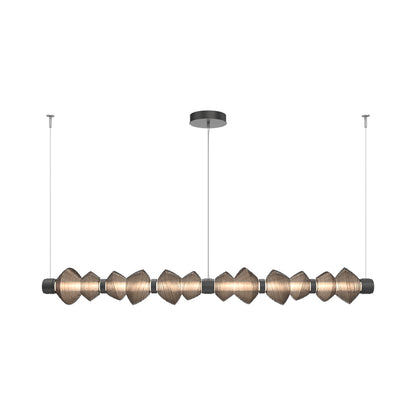 Mesa Mandrel Linear LED Chandelier in Matte Black/Bronze Blown Glass (72.6-Inch).