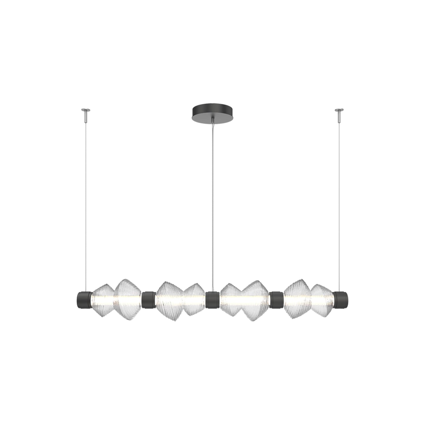Mesa Mandrel Linear LED Chandelier in Matte Black/Clear Blown Glass (53.3-Inch).