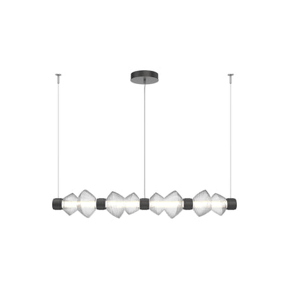 Mesa Mandrel Linear LED Chandelier in Matte Black/Clear Blown Glass (53.3-Inch).