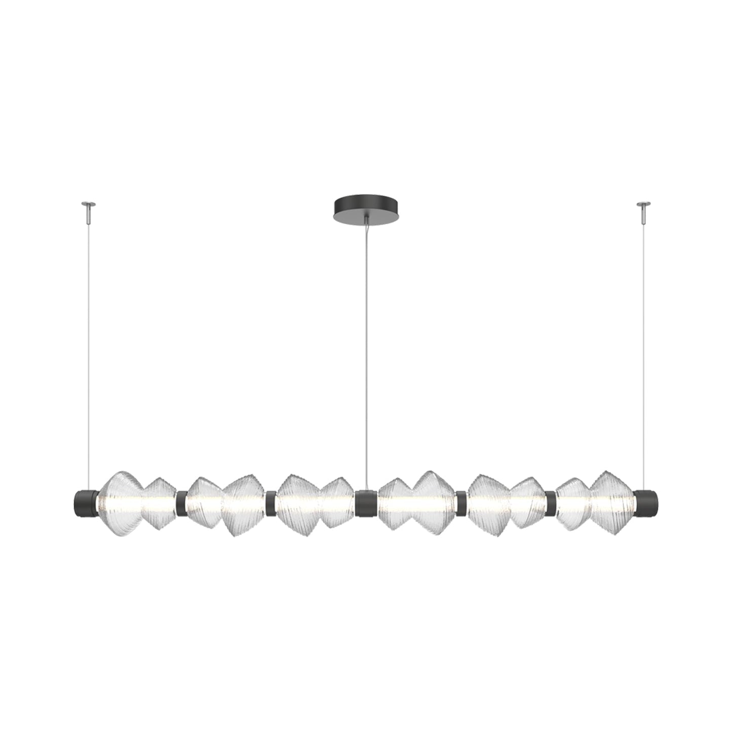 Mesa Mandrel Linear LED Chandelier in Matte Black/Clear Blown Glass (72.6-Inch).