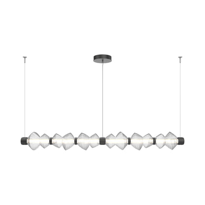 Mesa Mandrel Linear LED Chandelier in Matte Black/Clear Blown Glass (72.6-Inch).