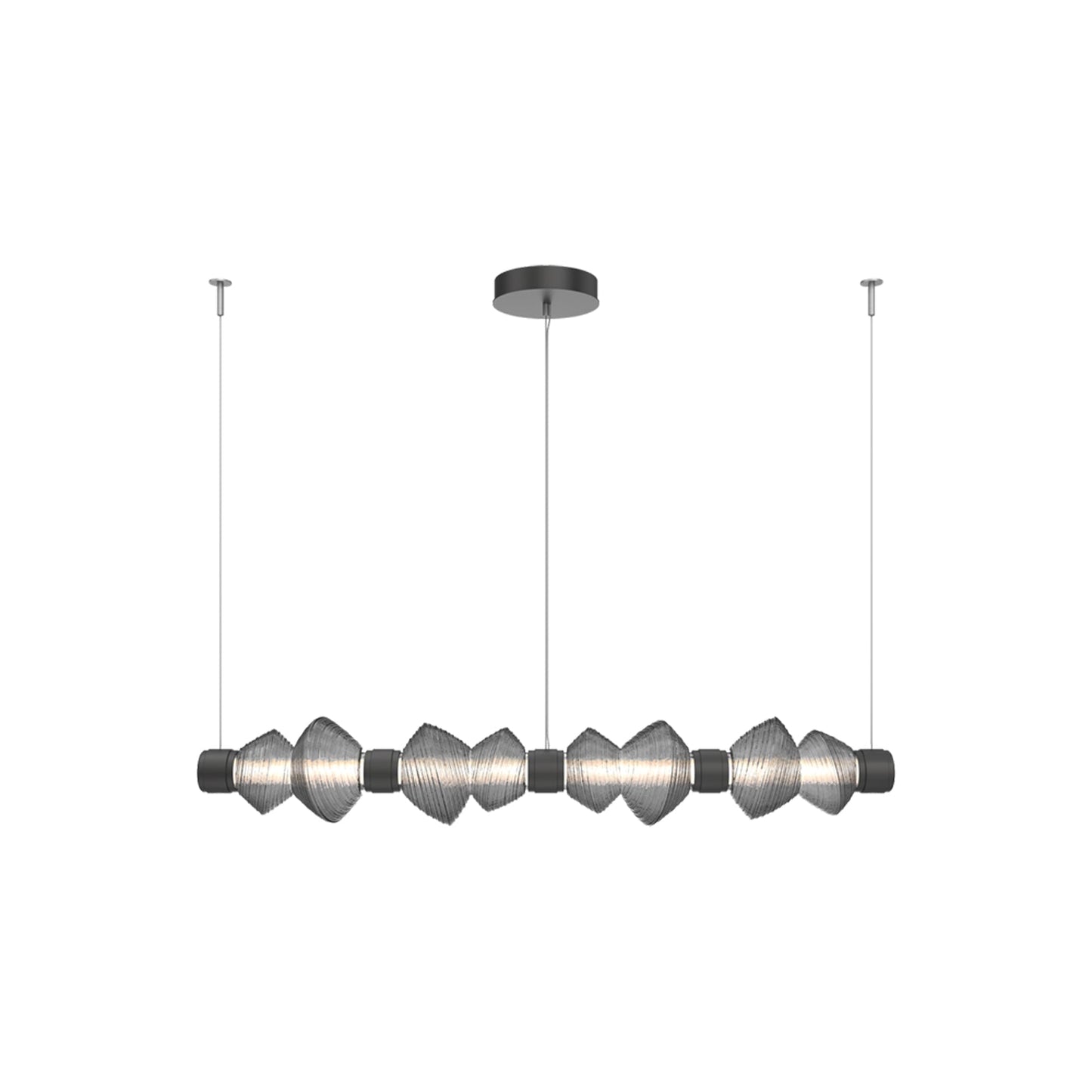 Mesa Mandrel Linear LED Chandelier in Matte Black/Smoke Blown Glass (53.3-Inch).