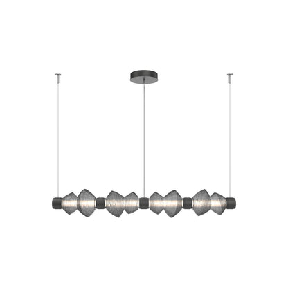 Mesa Mandrel Linear LED Chandelier in Matte Black/Smoke Blown Glass (53.3-Inch).