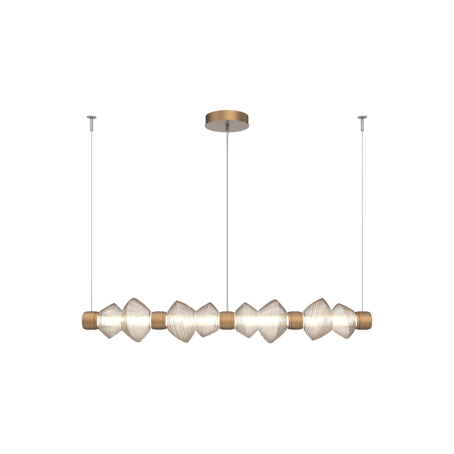 Mesa Mandrel Linear LED Chandelier in Novel Brass/Amber Blown Glass (53.3-Inch).