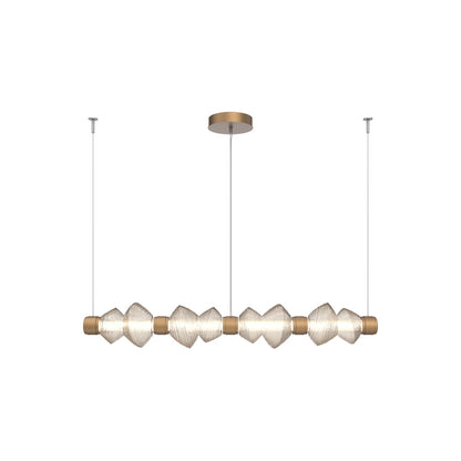 Mesa Mandrel Linear LED Chandelier in Novel Brass/Amber Blown Glass (53.3-Inch).