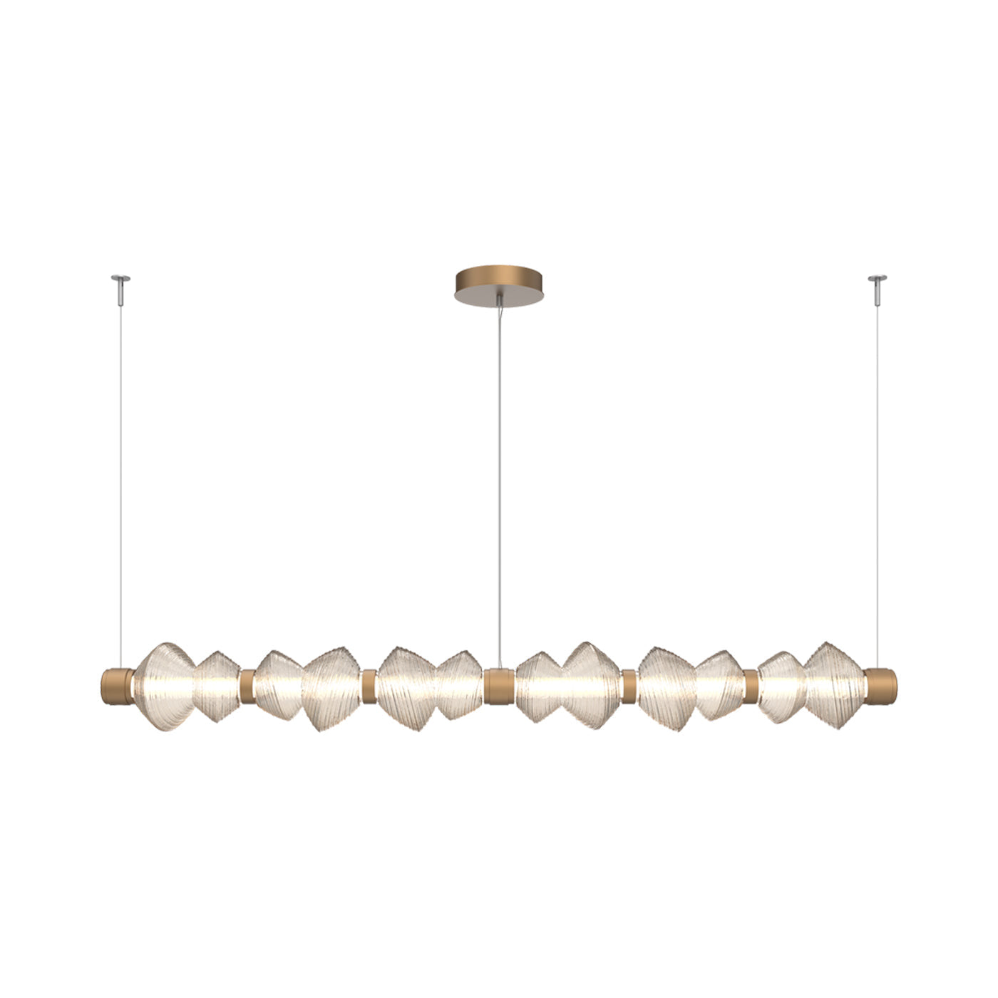 Mesa Mandrel Linear LED Chandelier in Novel Brass/Amber Blown Glass (72.6-Inch).