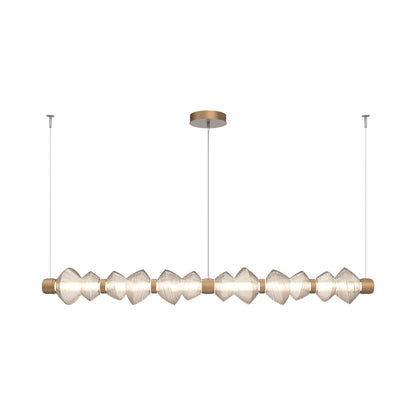 Mesa Mandrel Linear LED Chandelier in Novel Brass/Amber Blown Glass (72.6-Inch).