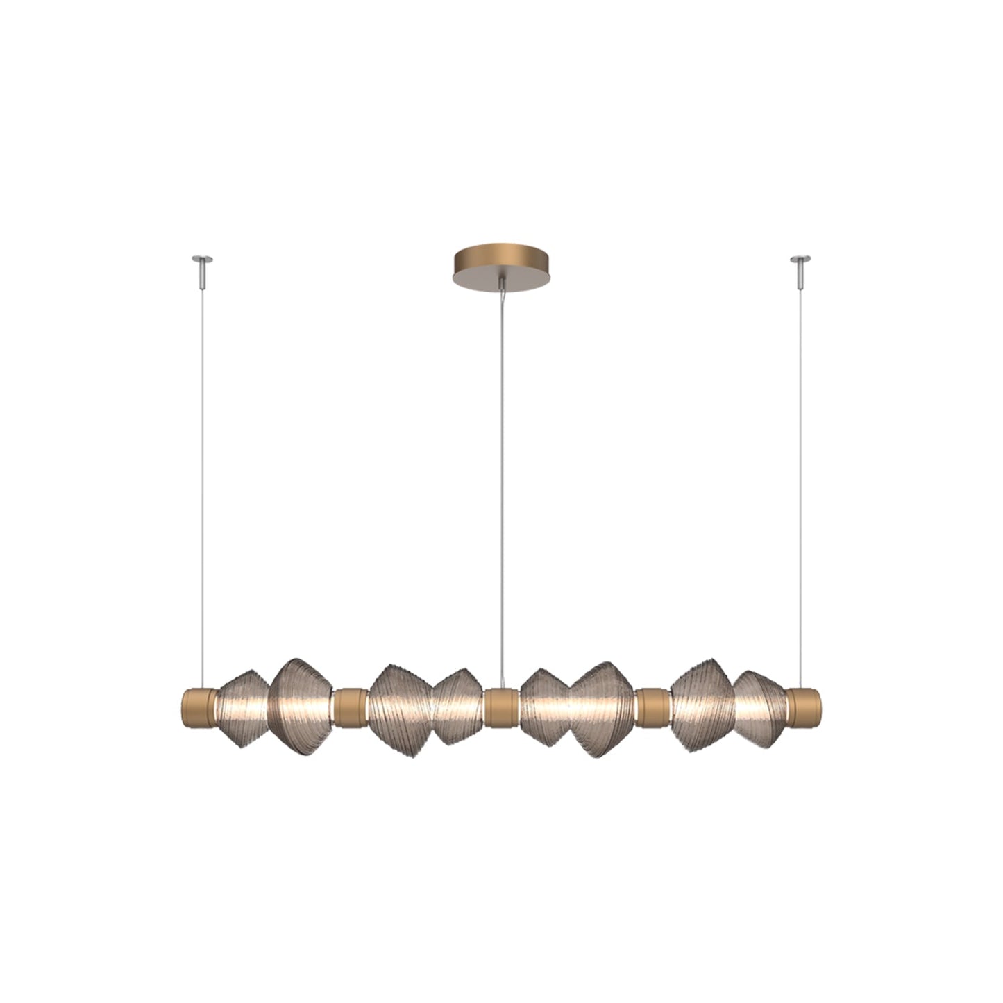 Mesa Mandrel Linear LED Chandelier in Novel Brass/Bronze Blown Glass (53.3-Inch).