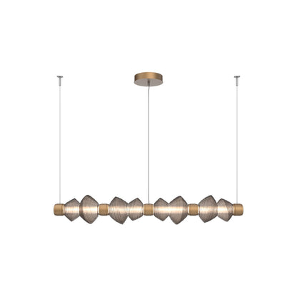 Mesa Mandrel Linear LED Chandelier in Novel Brass/Bronze Blown Glass (53.3-Inch).