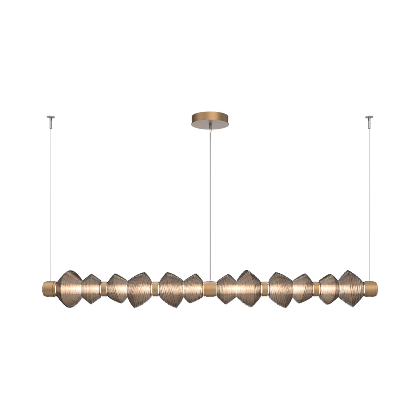 Mesa Mandrel Linear LED Chandelier in Novel Brass/Bronze Blown Glass (72.6-Inch).