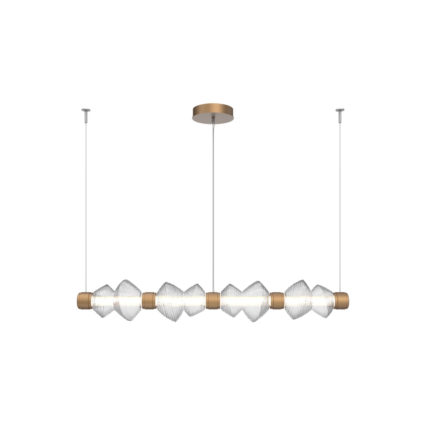 Mesa Mandrel Linear LED Chandelier in Novel Brass/Clear Blown Glass (53.3-Inch).