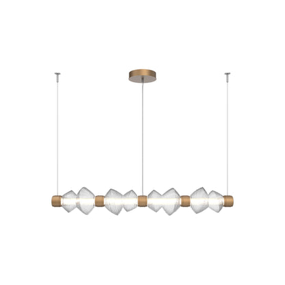 Mesa Mandrel Linear LED Chandelier in Novel Brass/Clear Blown Glass (53.3-Inch).