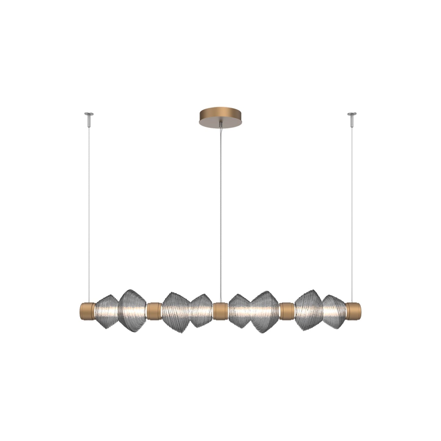 Mesa Mandrel Linear LED Chandelier in Novel Brass/Smoke Blown Glass (53.3-Inch).