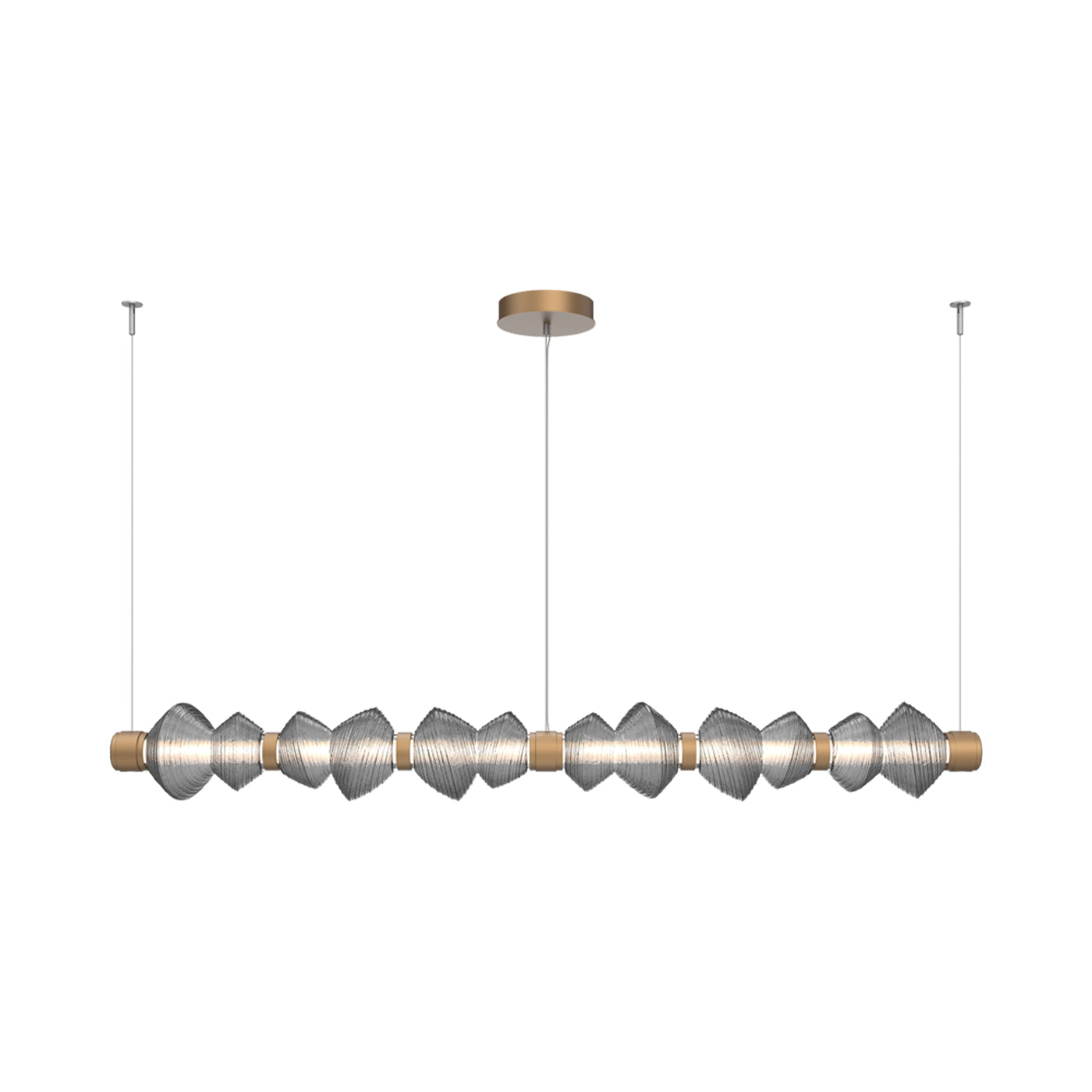 Mesa Mandrel Linear LED Chandelier in Novel Brass/Smoke Blown Glass (72.6-Inch).