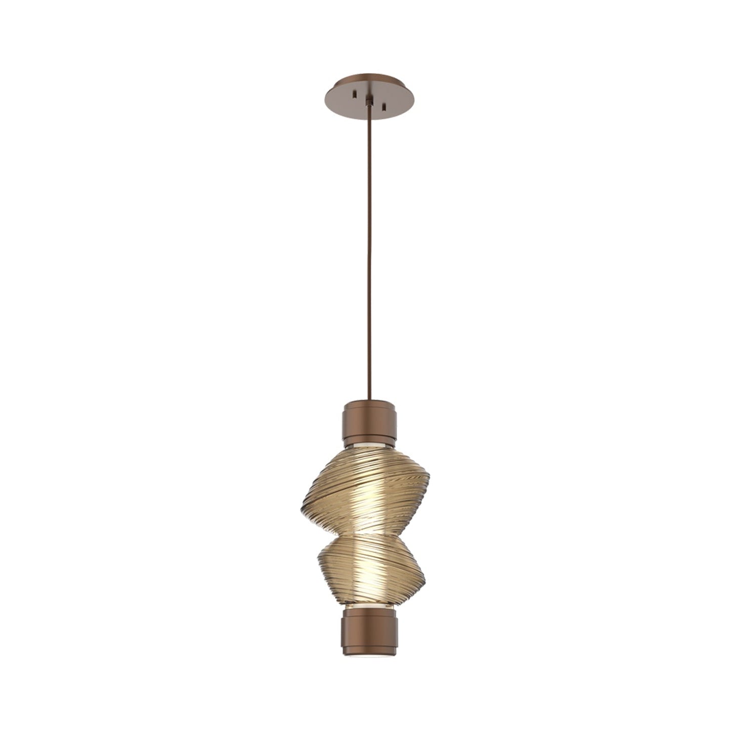 Mesa Mandrel Single LED Pendant Light in Burnished Bronze/Bronze Blown Glass.