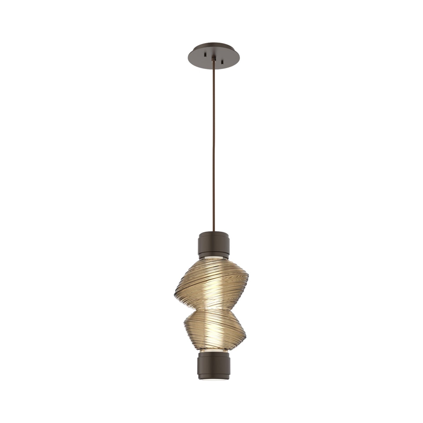Mesa Mandrel Single LED Pendant Light in Flat Bronze/Bronze Blown Glass.