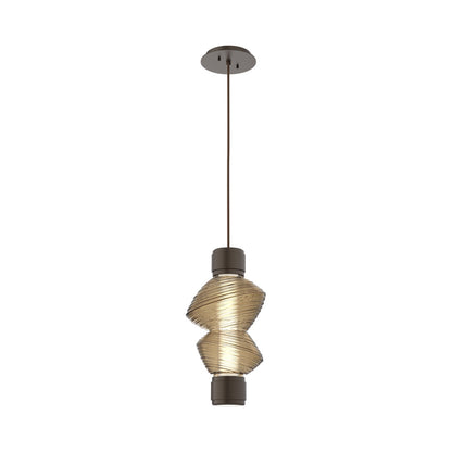 Mesa Mandrel Single LED Pendant Light in Flat Bronze/Bronze Blown Glass.