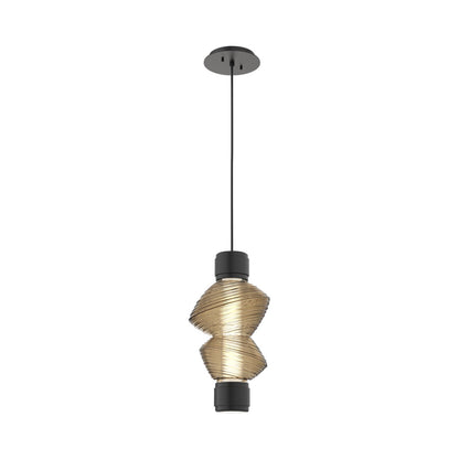 Mesa Mandrel Single LED Pendant Light in Matte Black/Bronze Blown Glass.