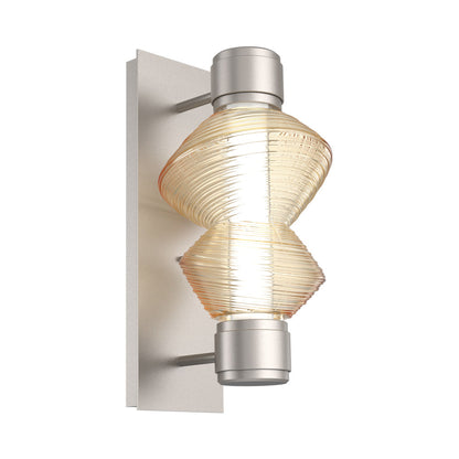 Mesa Mandrel Single LED Wall Light in Beige Silver/Amber Blown Glass.
