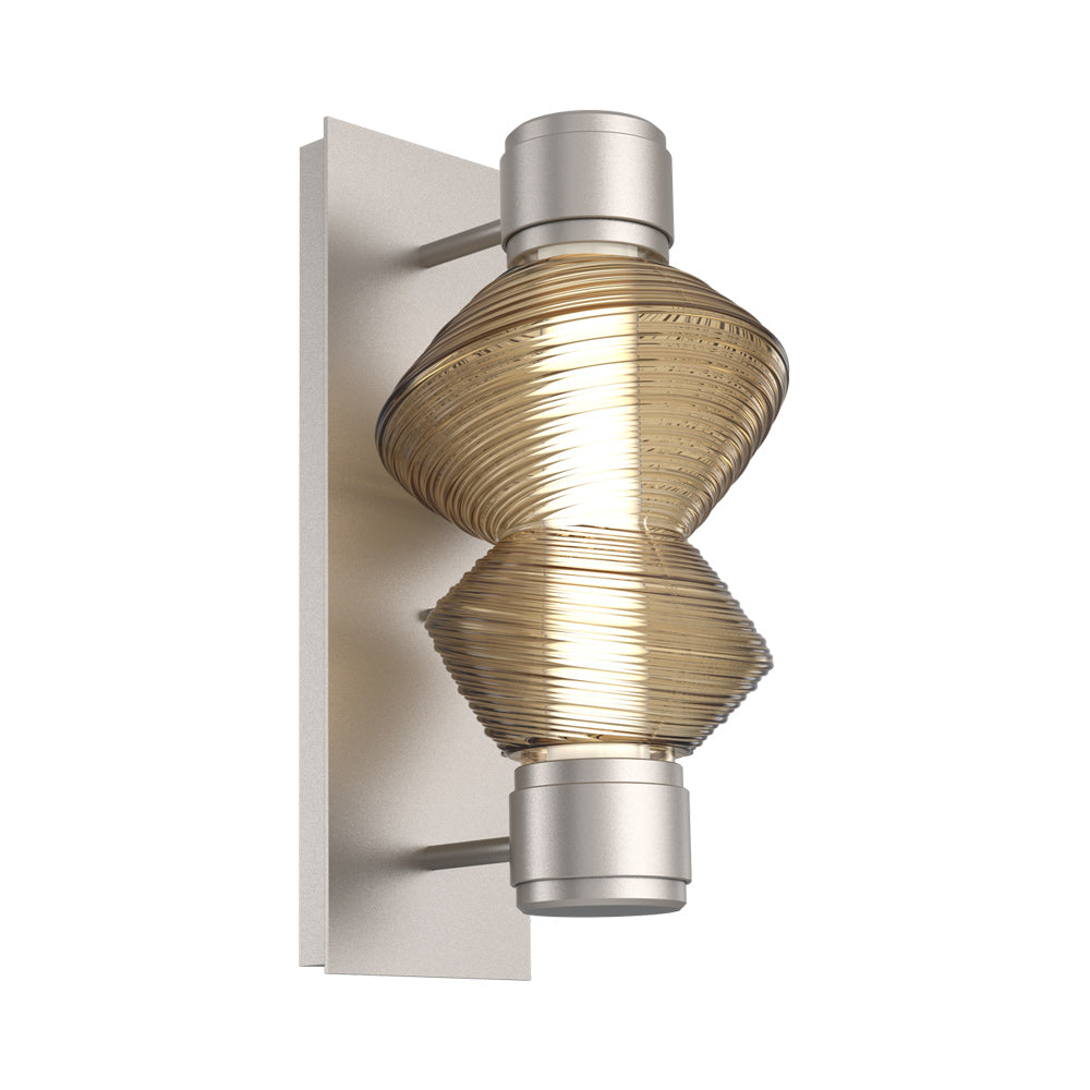 Mesa Mandrel Single LED Wall Light in Beige Silver/Bronze Blown Glass.