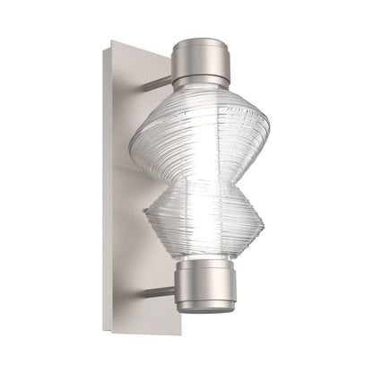 Mesa Mandrel Single LED Wall Light in Beige Silver/Clear Blown Glass.