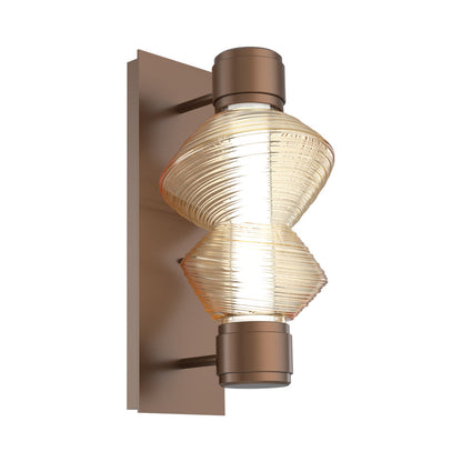 Mesa Mandrel Single LED Wall Light in Burnished Bronze/Amber Blown Glass.