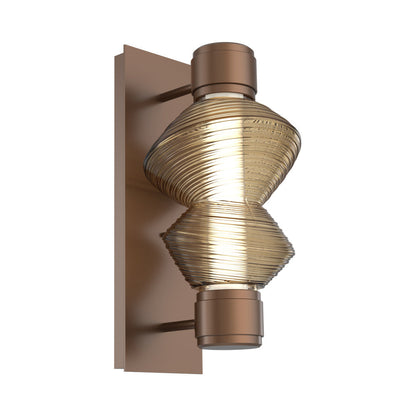 Mesa Mandrel Single LED Wall Light in Burnished Bronze/Bronze Blown Glass.