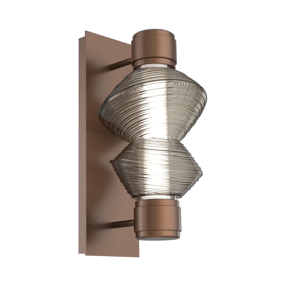Mesa Mandrel Single LED Wall Light in Burnished Bronze/Smoke Blown Glass.