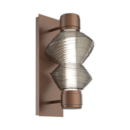 Mesa Mandrel Single LED Wall Light in Burnished Bronze/Smoke Blown Glass.