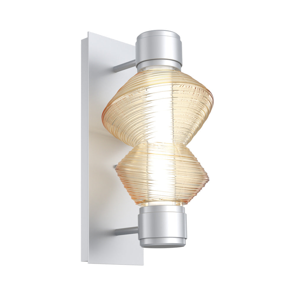 Mesa Mandrel Single LED Wall Light in Classic Silver/Amber Blown Glass.