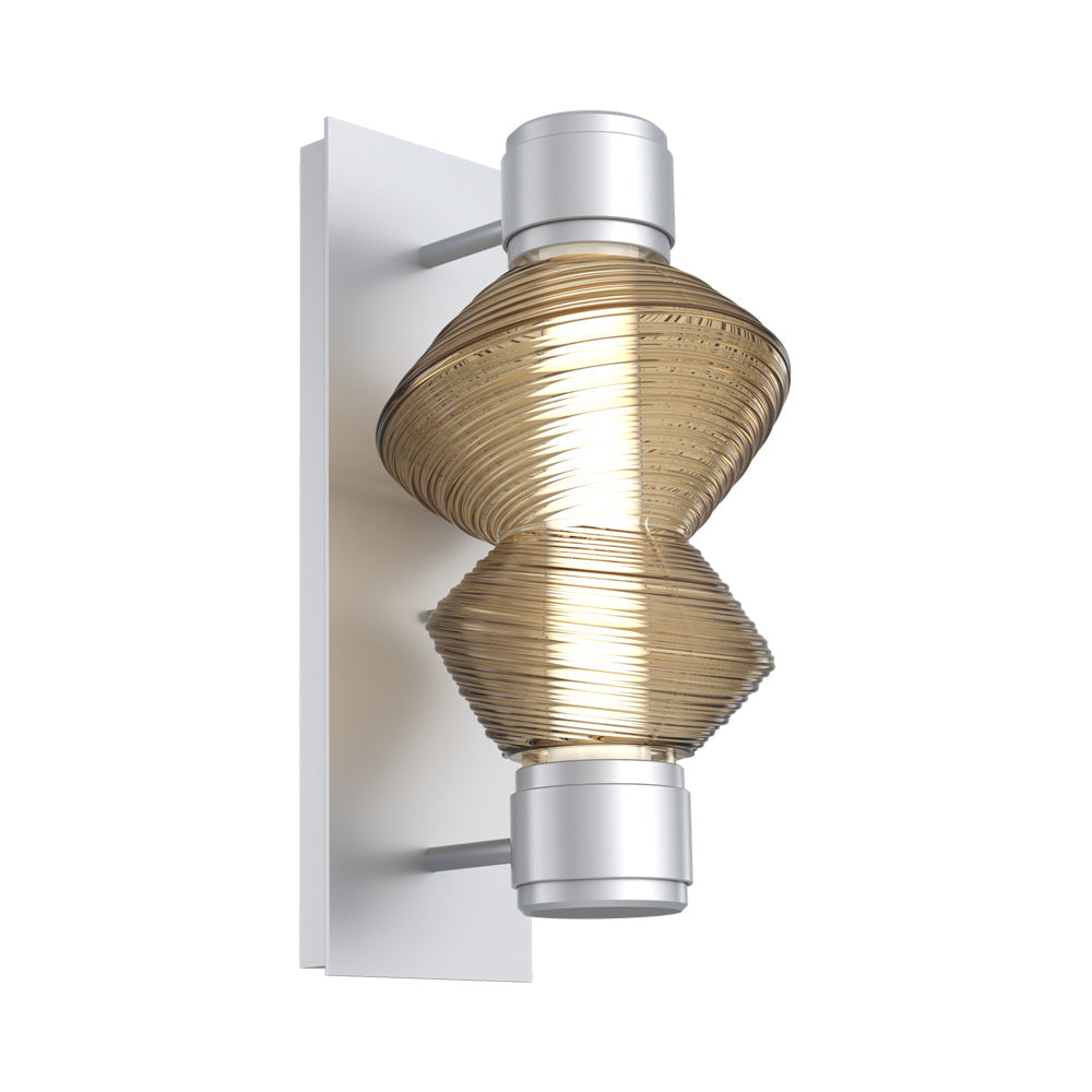 Mesa Mandrel Single LED Wall Light in Classic Silver/Bronze Blown Glass.