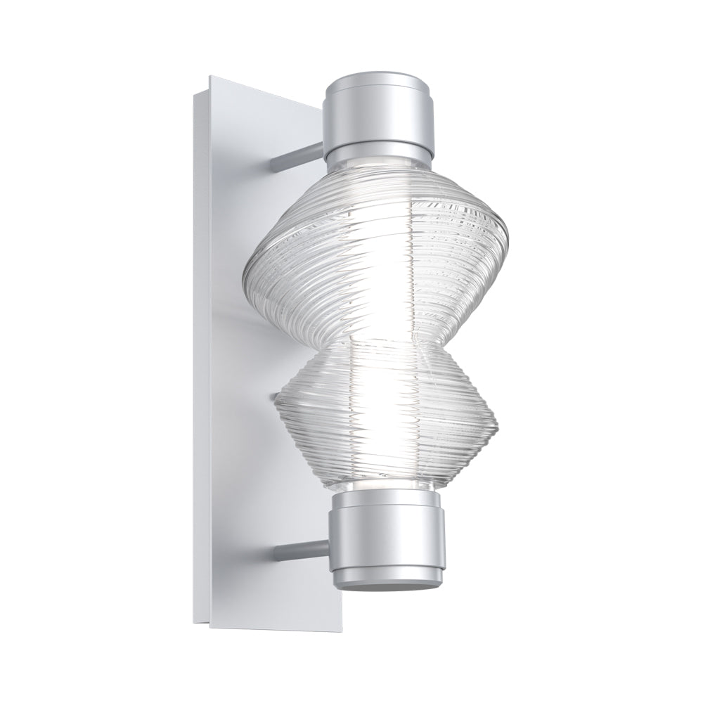 Mesa Mandrel Single LED Wall Light in Classic Silver/Clear Blown Glass.