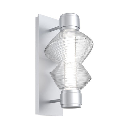 Mesa Mandrel Single LED Wall Light in Classic Silver/Clear Blown Glass.